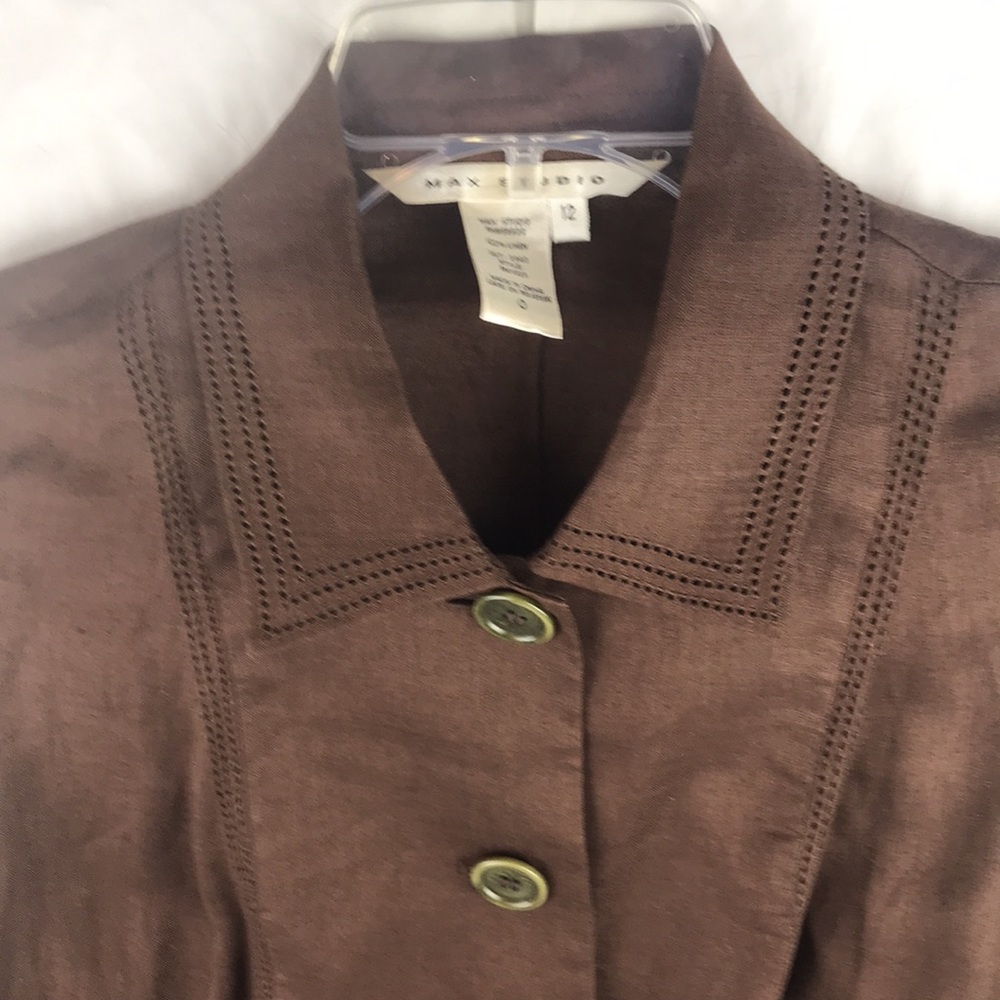 Excellent condition Max Studio linen lightweight long blazer jacket sz 12 shaket - Picture 2 of 4